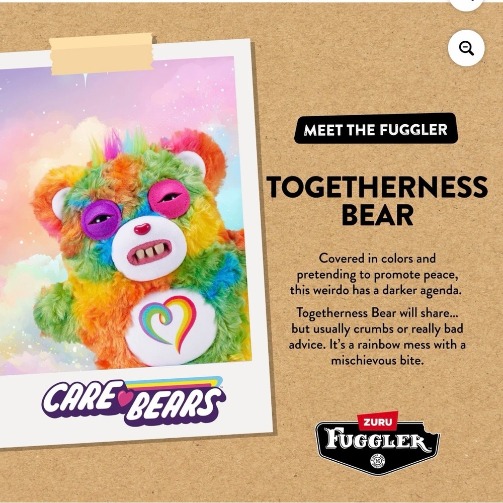 Fuggler/Care Bears/9 inch/Togetherness Bear/Ugly Monster Stuffed Animal/ZURU - Picture 7 of 7